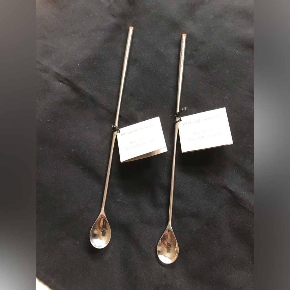 Williams Sonoma Silver Long Bar Spoons Set of 2